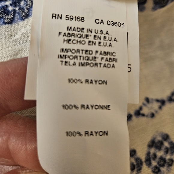 Karen Kane Blue and White Long Sleeve Tie Front Blouse - Picture 6 of 7